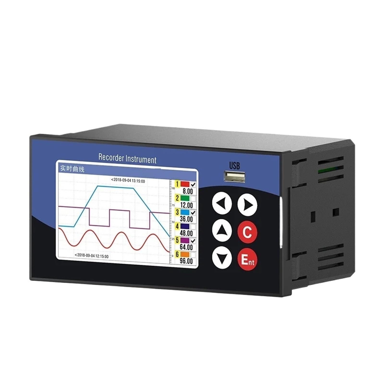 Druckdatenlogger 6 Kanäle, Datenrekorder USB Modbus Gerät Strom Spannung PT100 4-20mA(2 Channels (220VAC))