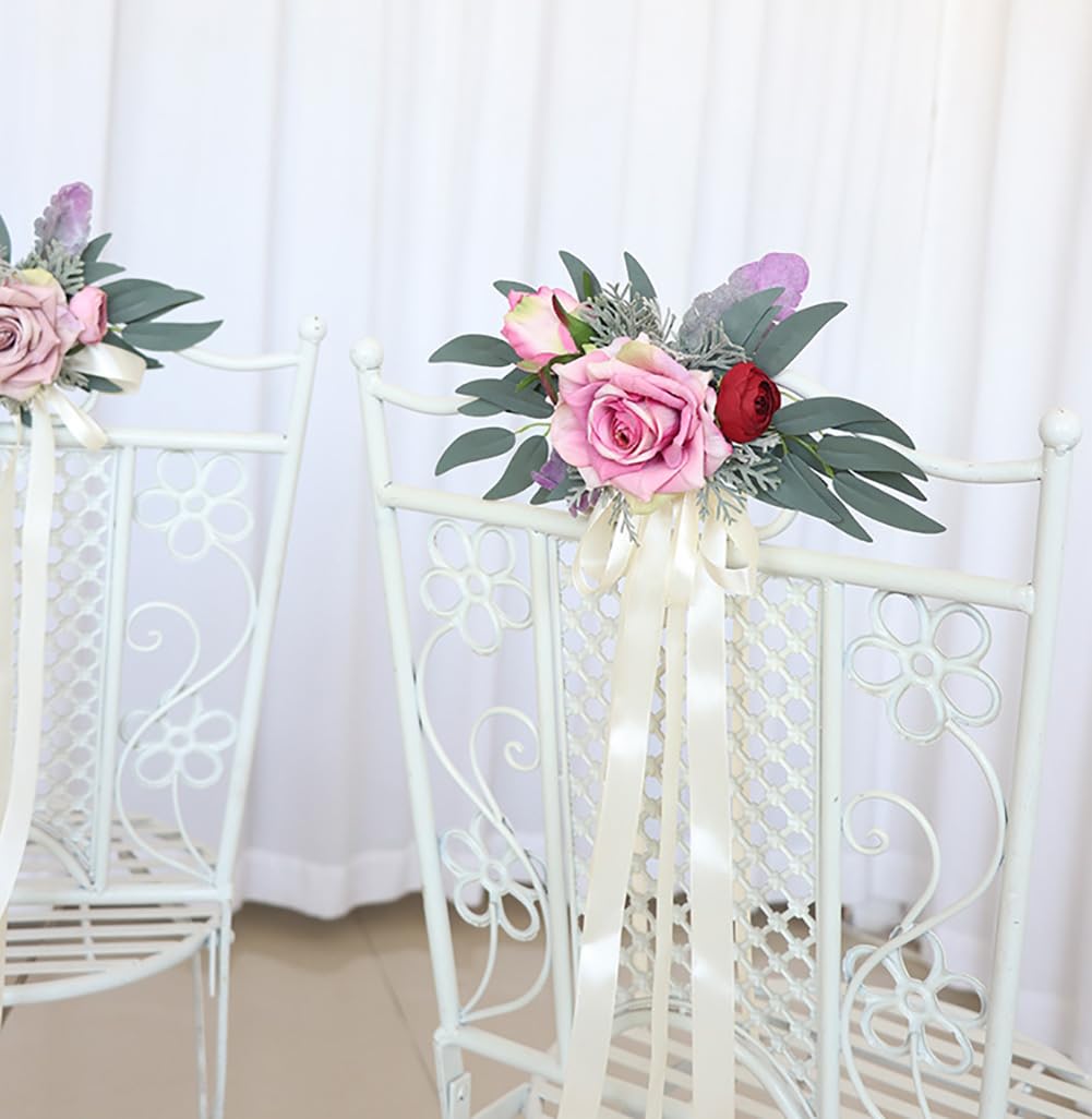 Autoschleifen Seidenblume Simulation Blume Schleife Autoschmuck Auto Car Türgriffleiste Rückspiegel Hochzeit Stuhl Zurück Dekoration Blumen für Kirche Hochzeitsauto Hochzeit Beerdigung Party Deko
