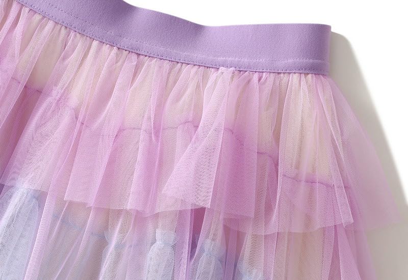 Rainbow Ombre Tulle Tutu Skirt, Layered Mesh Tulle Maxi Skirt, Yellow to Purple3