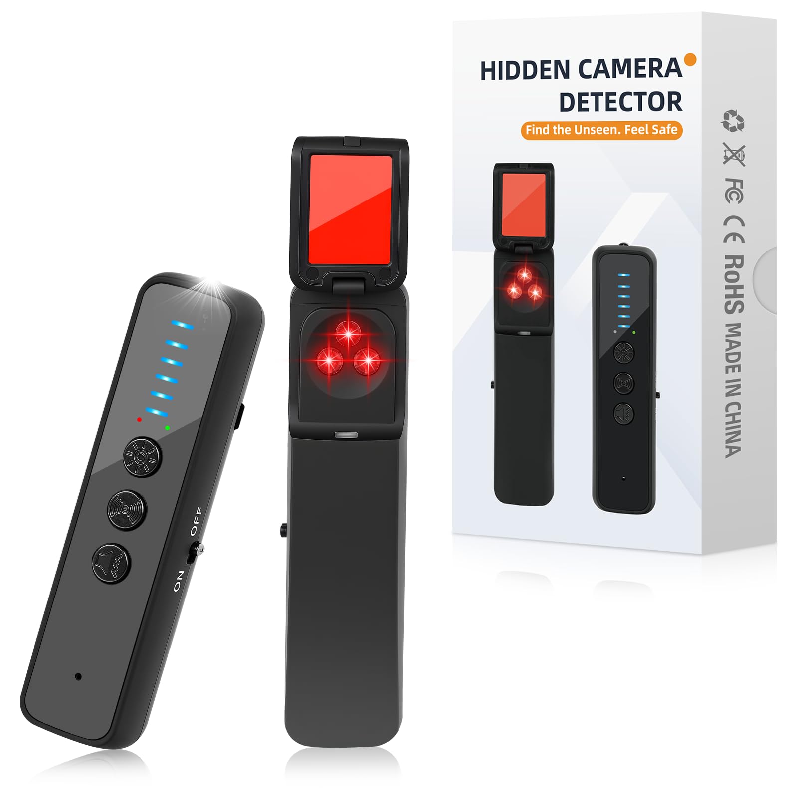 BEE&FLOWER Detector de chinches – Escáner de señal RF para cámara oculta, rastreador GSM, dispositivos de escucha magnética, localizador GPS magnético, detector de errores antiespía para hoteles