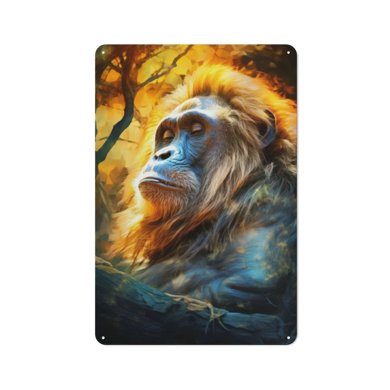 Junmoney Majestic Chimpanzee For Lounge Or Reading Corner, Rustic Tin Sign 30X20cm, For Home Interiors, Feature Walls And Decorative Displays