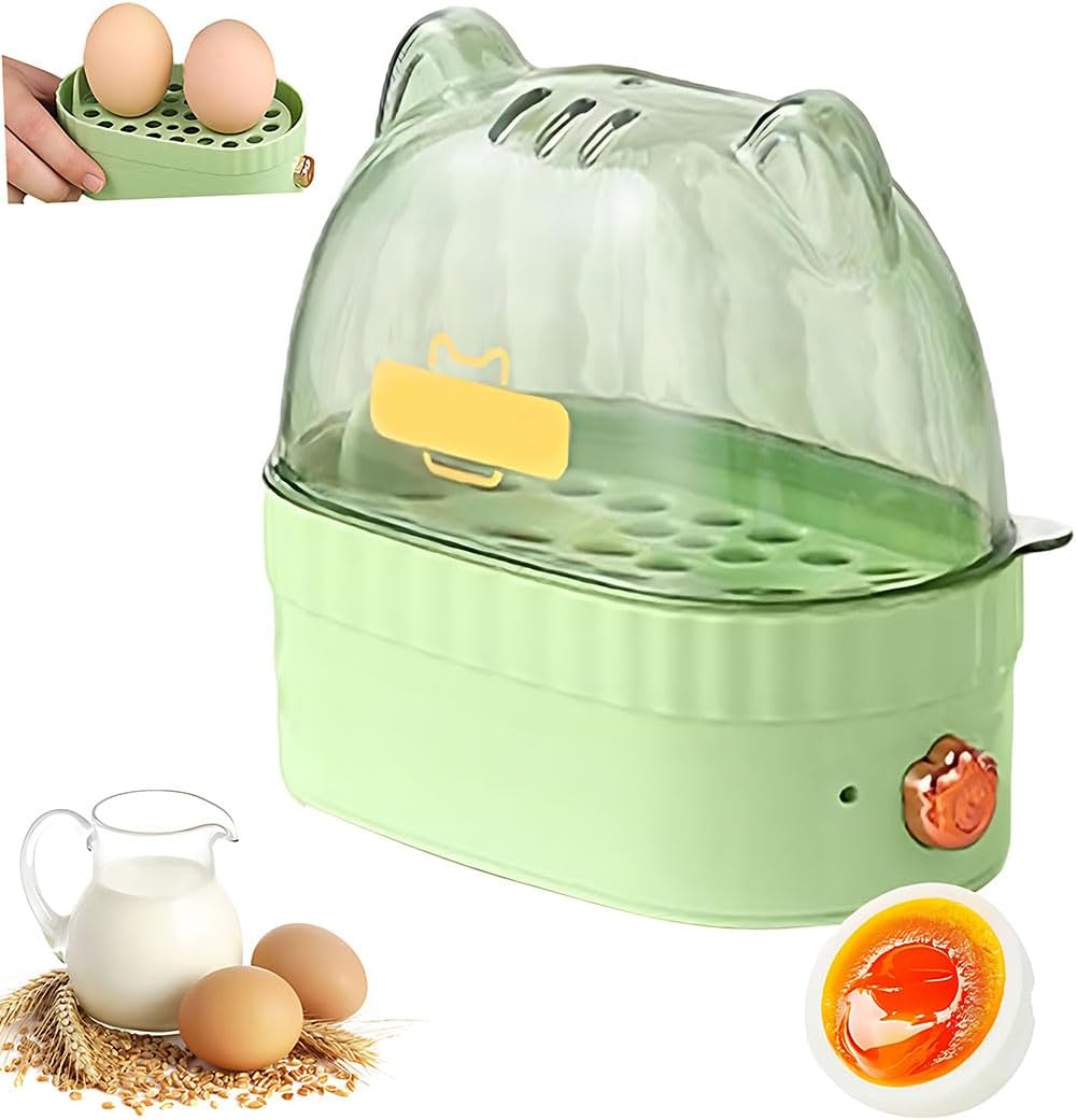 Electric Egg Boiler, Mini Egg Cooker 360° Fast Steam Small Egg Steamer Multi Functional Egg Boiler and Poacher