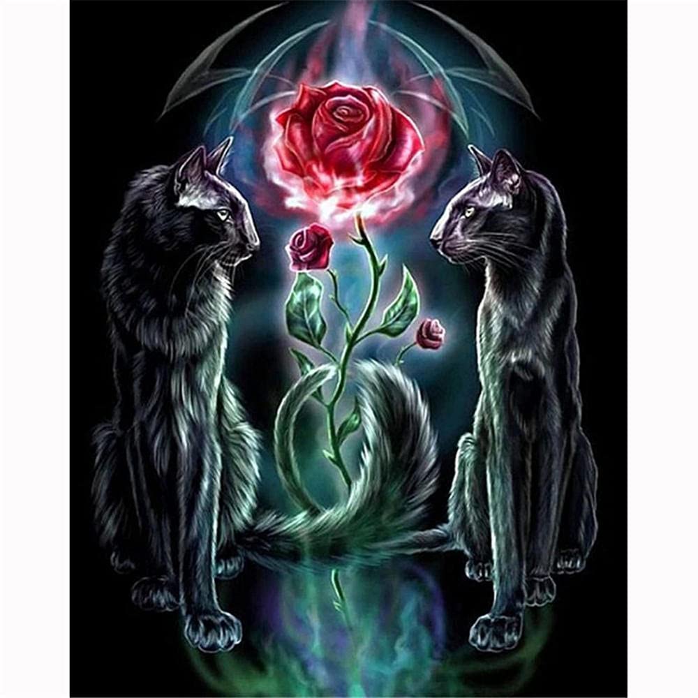 DIY 5D Diamond Painting Kit dla dorosłych kotów różowy diament malarstwo sztuki cyrkonie kompletny okrągły diament haft mozaikowy krzyż płótno rękodzieła do domu dekoracja ścienna prezent(80 x 120 cm, 32 x 48in)