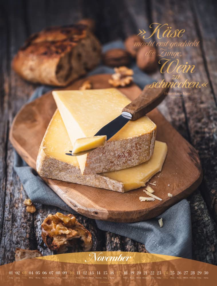 Art Culinaire Kalender 2024, Wandkalender mit Zitaten im Hochformat (50x66 cm) - Lifestyle-Kalender für Küche, Kochliebhaber und Gourmets