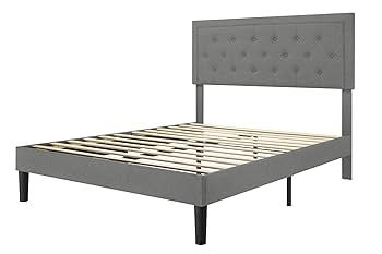 Alex grey約1メートル特大フレーム額縁付き Amazon.com: Allewie Queen Size Bed Frame with Button Tufted