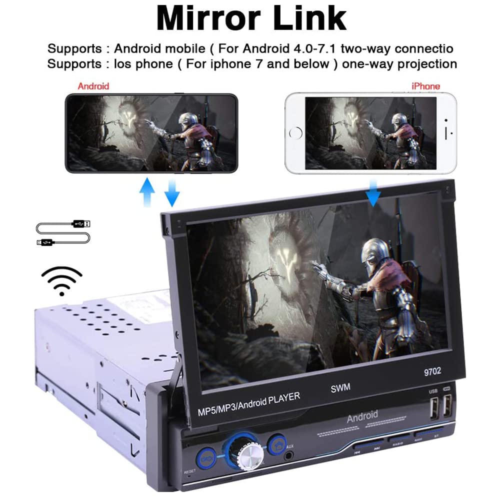 Hikity Android Car Stereo Single Din with Sat Navi Bluetooth Car Radio