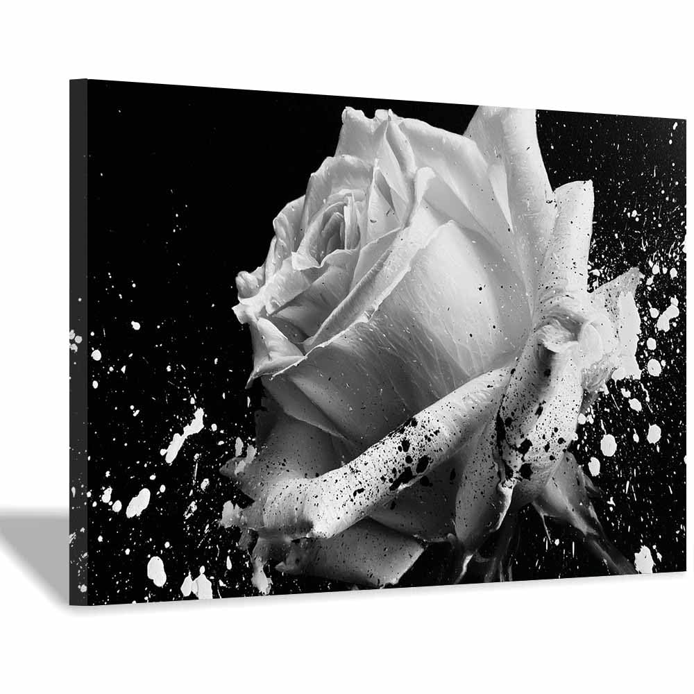 HOQIU Black And White Canvas Wall Art Black Whites Ros Art canvas wall art, decorative paintings, for Bedroom Living Room Bathroom Office Home Decoration(Multicolor)-70x100cm Framed