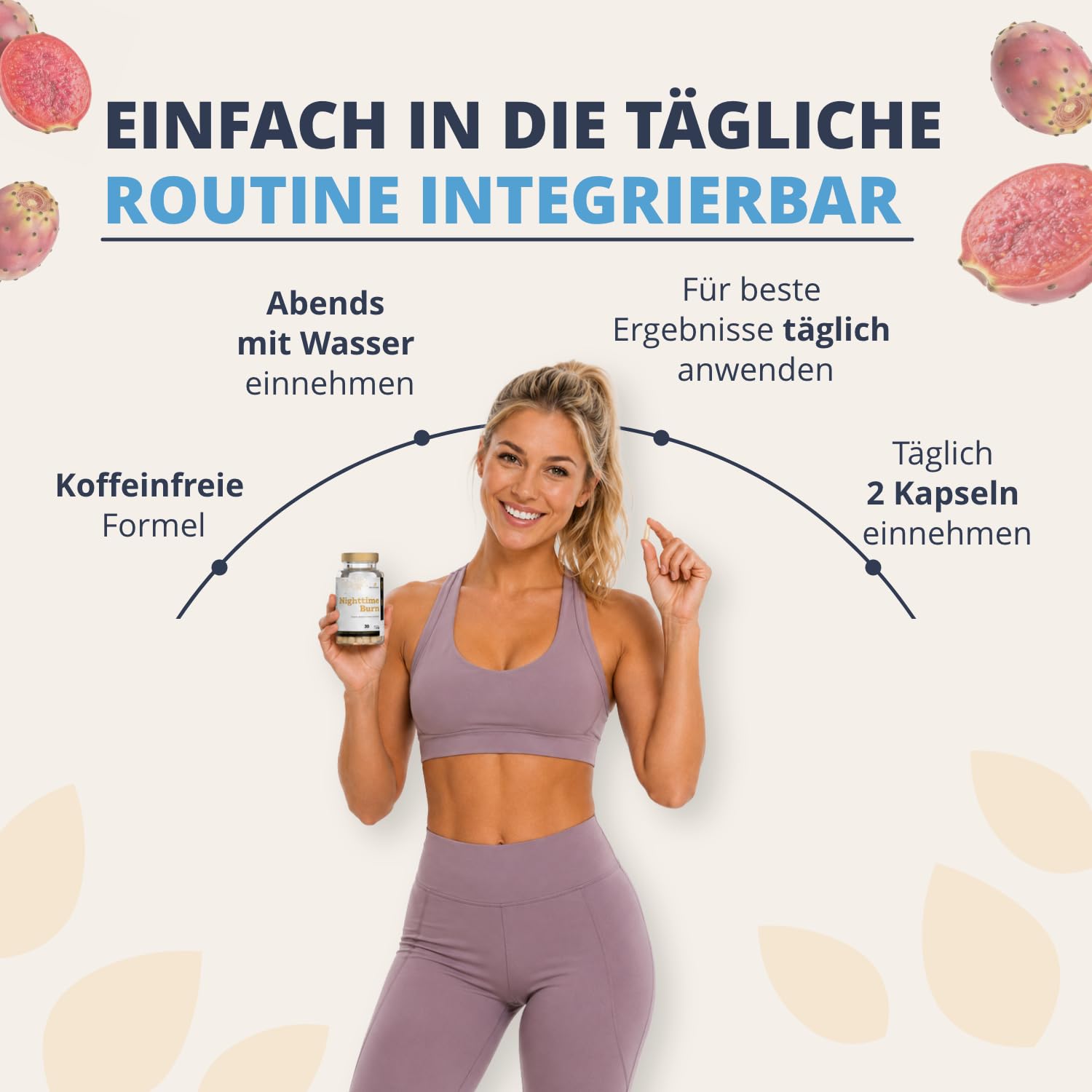 Golden Tree Nighttime Burn – Ballaststoffe Kapseln, 30 Stück | Kaktusfeige, Vitamin B3, Vitamin B6, Baldrianwurzel, L-Carnitin, Koffeinfrei