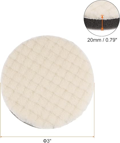 Miniatura 2 de 3 almohadillas de pulido de lana, esponja de fieltro de 3 pulgadas, almohadilla de cera de automóvil, rueda de pulido de gancho y bucle con agujero