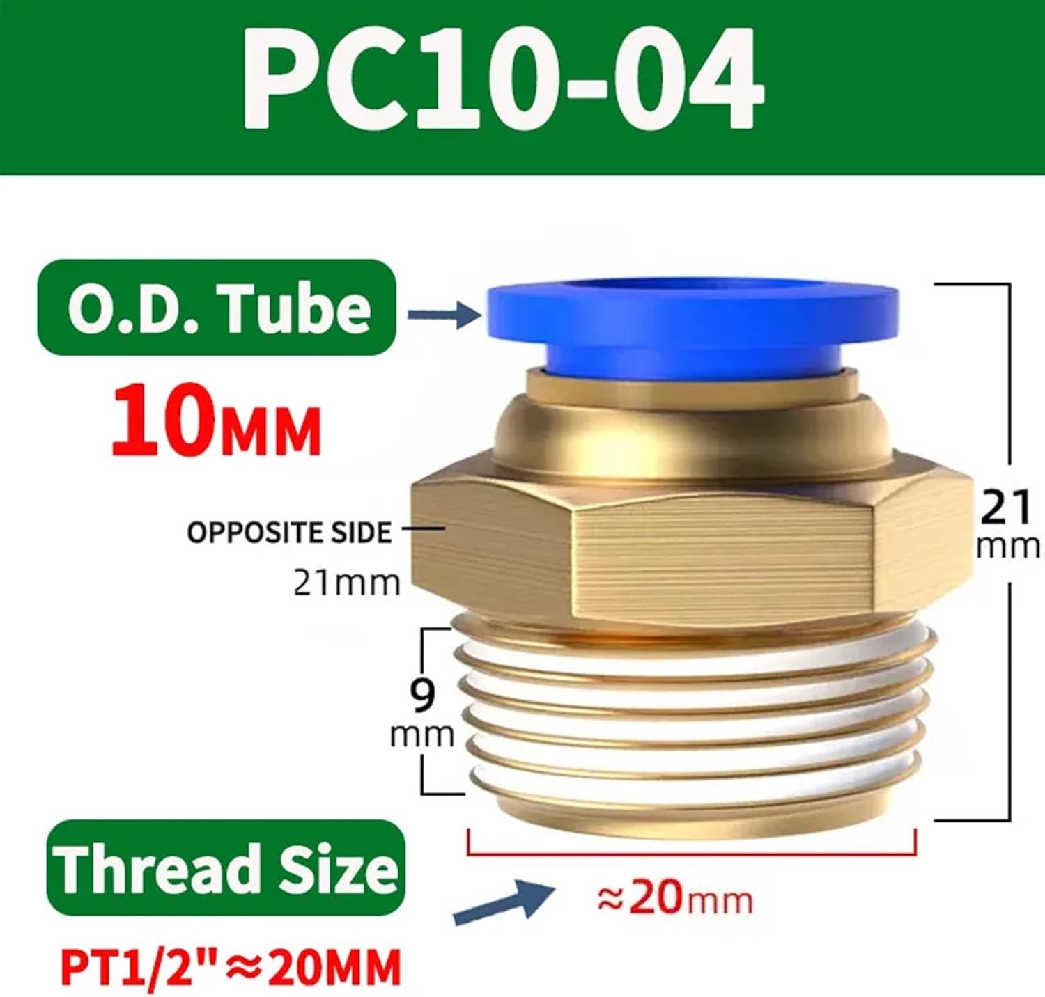 50PCS 4mm-12mm Tube to BSPT Male Thread Straight One Touch Air Pneumatic Pipe Fitting Quick Connector PC4-M5 PC6-01 PC8-02(PC10-04)