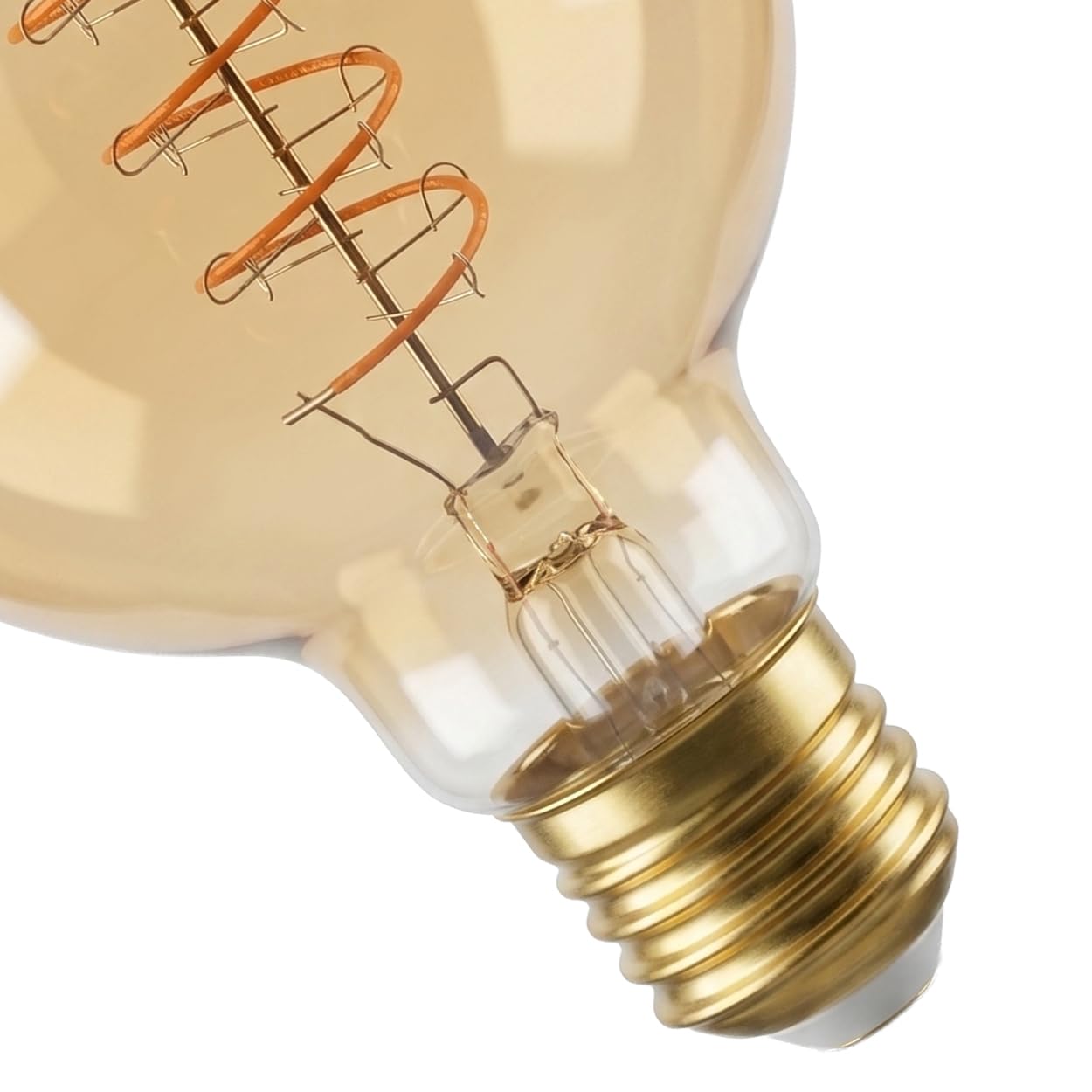 Hofstein E27 LED Warmweiss Vintage Glühbirne E27 6 Watt 2200 K 400 Lumen dimmbares dekoratives Leuchtmittel mit gedrehtem Filament Bernstein Optik für Stimmungsvolle Beleuchtung, 10er Set, G80
