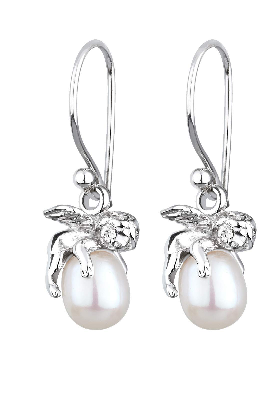 Elli Women's 925 Sterling Silver Pearl Angel Dangle and Drop Earrings 0307931912