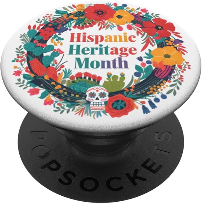 Hispanic Heritage Month Mexican Floral Wreath & Sugar Skull PopSockets Standard PopGrip
