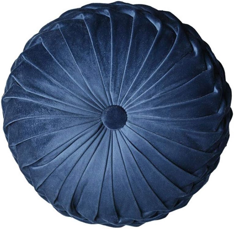 LouisaYork Round Filled Cushion,Velvet Cushions,Pleated Round Pillow, Scatter Cushion Home Decorative for Home Sofa Chair Bed Car Decor
