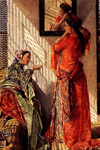 Private Conversation Two Young Ladies 1873 Orientalist Painting by John Frederick Lewis 20" X 30" Image Size REPRO Canvas Rolled UP