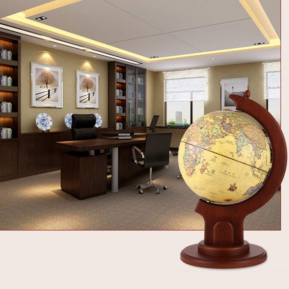 Globes du monde en bois massif rétro, ornement de carte, taille moyenne, HD, bureau, salon, salle d'étude, modèle 9 pouces