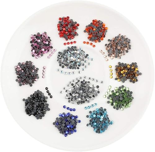 Beadsland Diamantes de imitación de cristal, piedra cortada a máquina con 12 colores, total 17280 piezas (Mix-Pro, SS100.118 in)