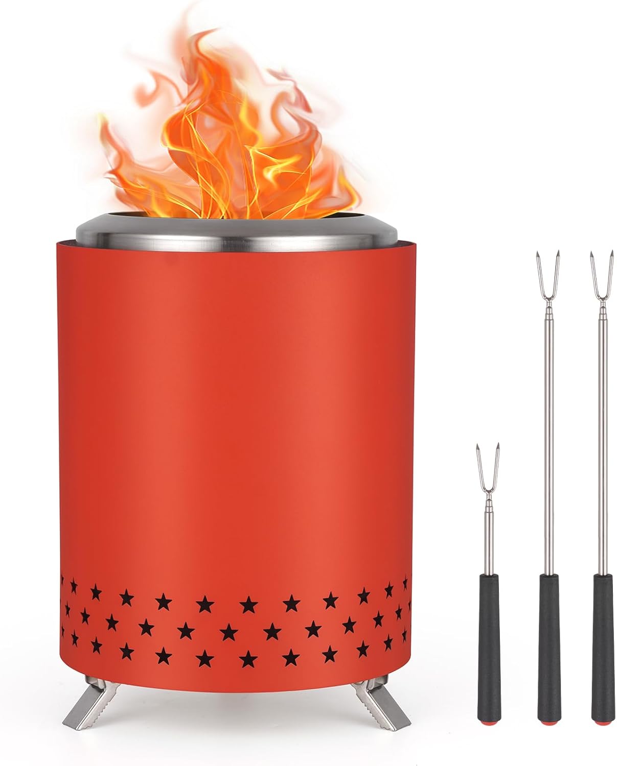 Kiriner Tabletop Fire Pit with Stand, Low Smoke Outdoor