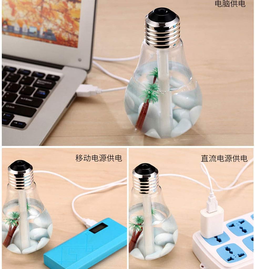 Colorful Light Bulb Creative Air Humidifier Ultrasonic Aroma Humidifier Home USB Mini Rehydration Meter