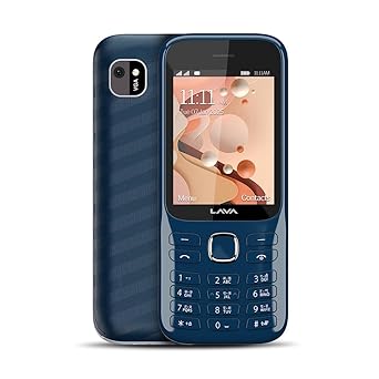 Lava Gem 2025 Dual Sim Keypad Phone (2.8" Display, Camera & Flash) | 2575mAh Smart AI Powerful Battery | Wireless FM & Recording | Stereo Speakers | Call Recording (Blue Chrome) - image, photos