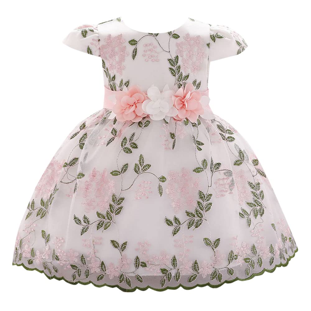Hopscotch Girl's Fit And Flare Knee Length Polyester And Viscose Floral Applique Party Knee-Length Dress