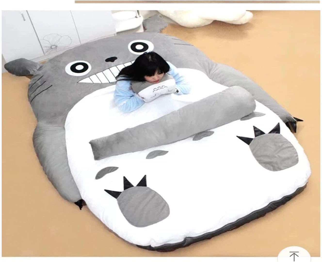 Plush Totoro Sleeping Bag Sofa Bed Double Foam Beanbag Cartoon Mattress Cushion for Kids Tatami Bed Xmas Gift(130*80）