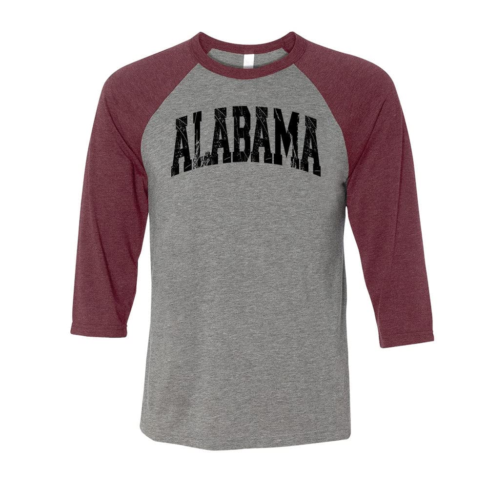 Distressed Alabama Collegiate Three-Quarter Raglan Sleeve Baseball Shirt Unisex