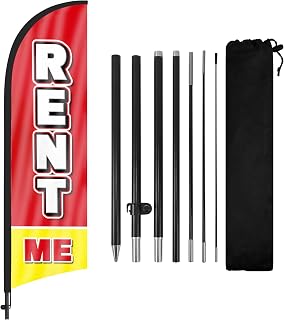 Rent Me Advertising Swooper Flags Banners, Rent Me Feather Flags with Poles and Ground Stake, 8FT Advertising Feather Flags Sign for Rent Me Business