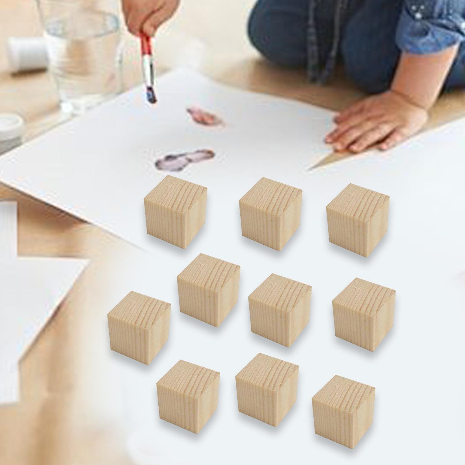 10 Stück Holzklötze Stapelblöcke Spielfiguren Bastelblöcke Unbemalt Aus Holz für Individuelle Gestaltung für Bastelprojekte Unterrichtsmaterial Kinder, 7cmx7cmx7cm