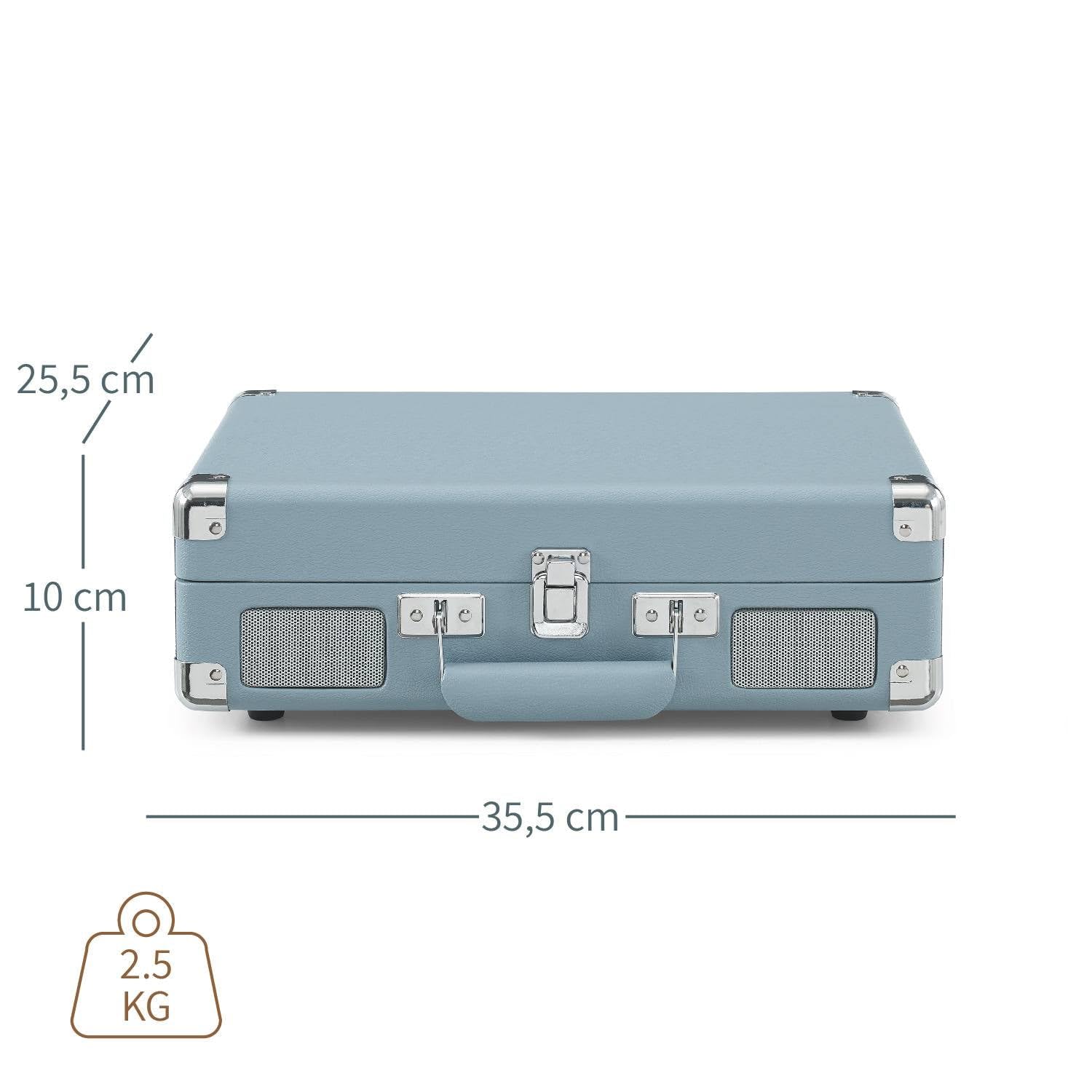 Crosley Cruiser Plus - Giradischi portatile Bluetooth, lettore vinile valigia a 3 velocità, giradischi per la casa per dischi in vinile, altoparlanti stereo integrati, ricevitore Bluetooth, ingresso
