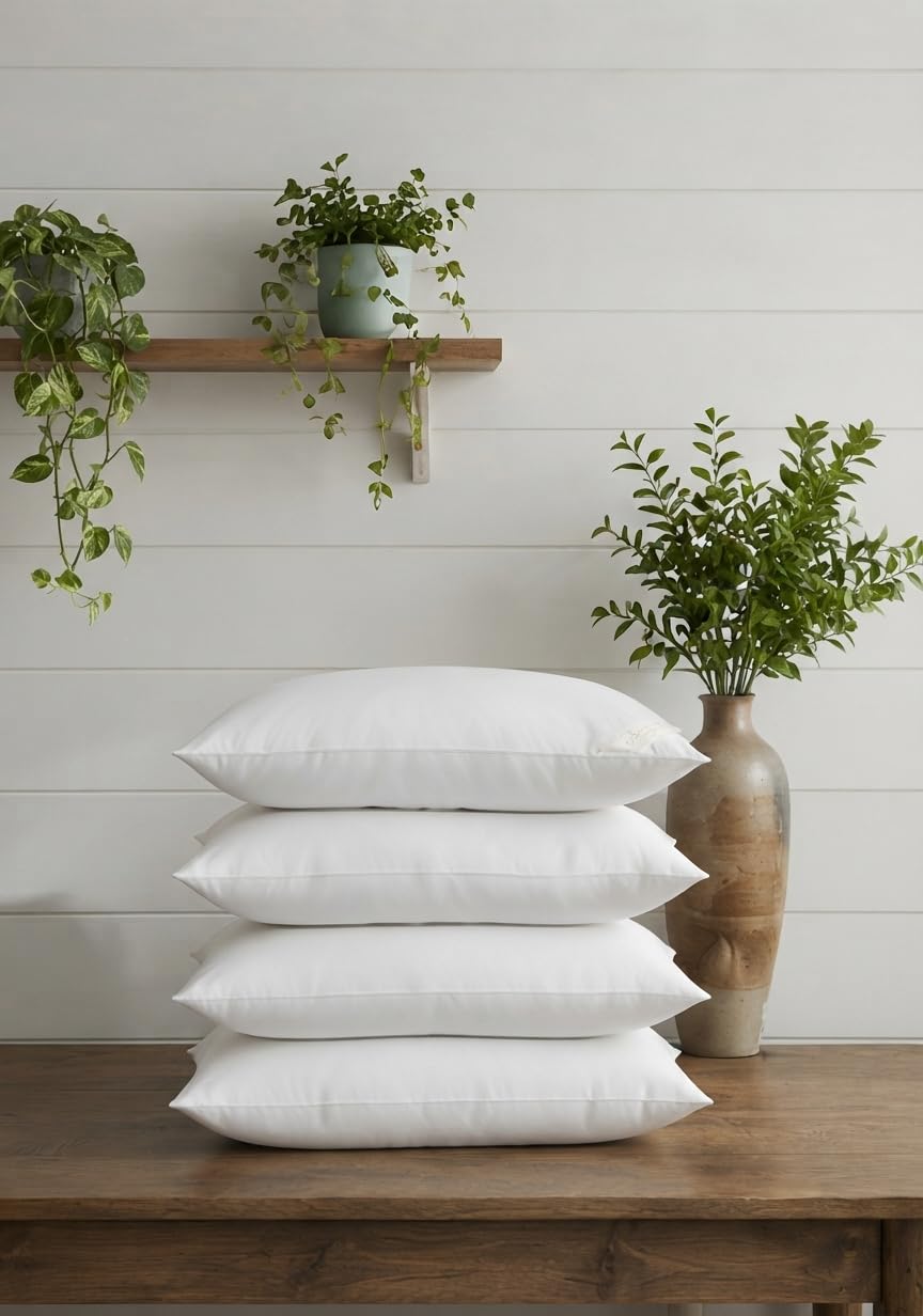 Microfiber Pillows Set of 4 for Sleeping - 16"x24" Standard Pillow | 41 x 61 cm - White | Pillow - A Super Soft & Fluffy Pillow for Sleeping |