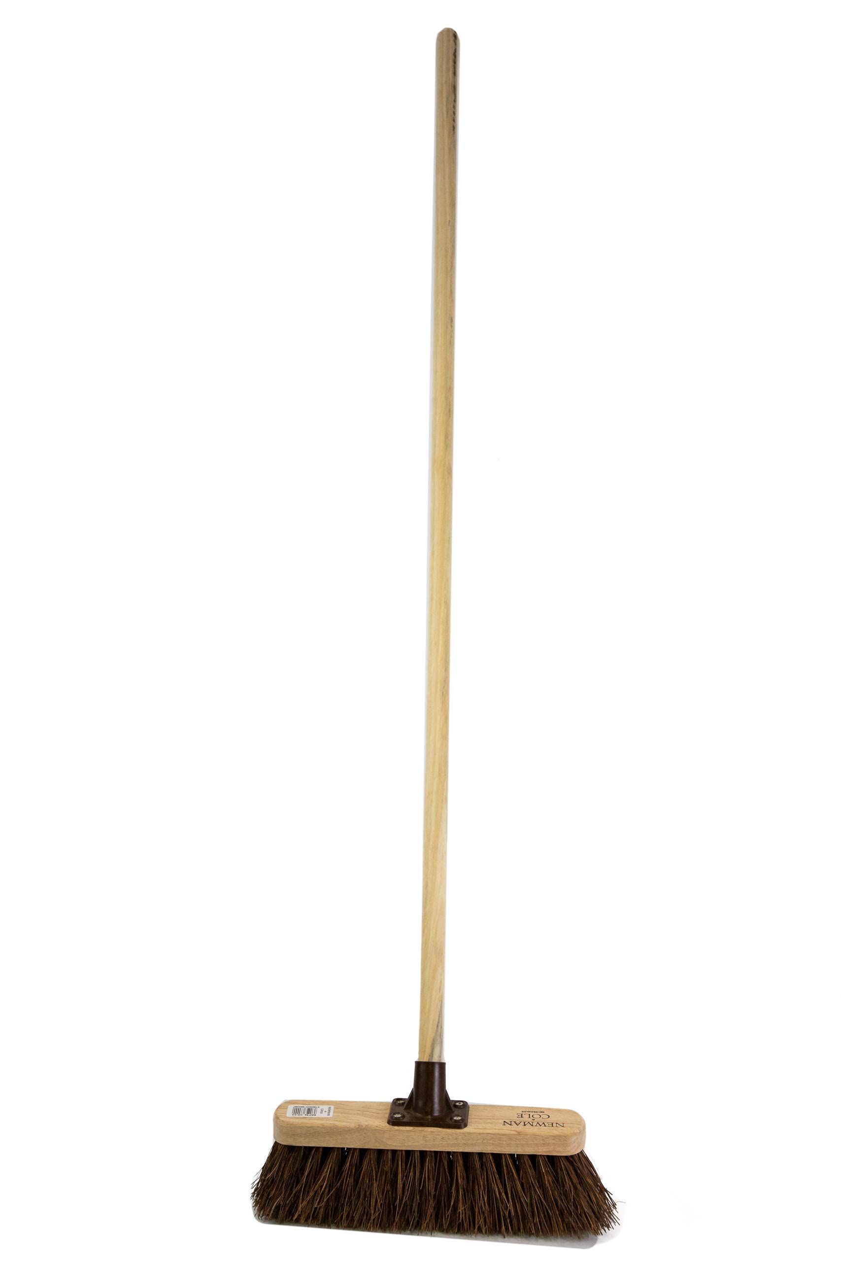 Newman & Cole Outdoor Sweeping Brush Stiff Yard Patio Garden Broom Natural Bassine Bristle Fitted with Wooden Handle (Unassembled, Pack of 2)