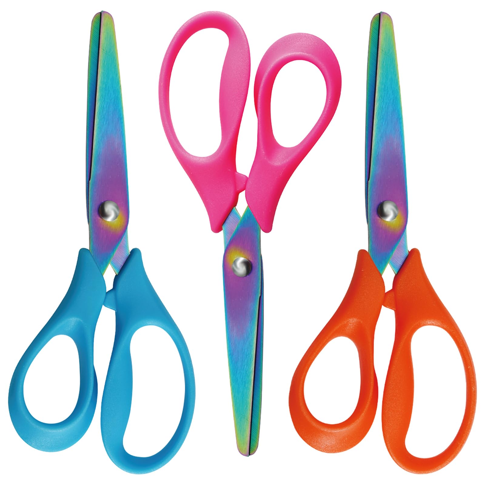 Left Handed Scissors Kids,Lefty Kids Scissors,Titanium Coating Stainless Steel Sharp Blade Lefty Scissor for Kid With Comfort-Grip Handles Safety Left Handed Children Scissor 3 Pack