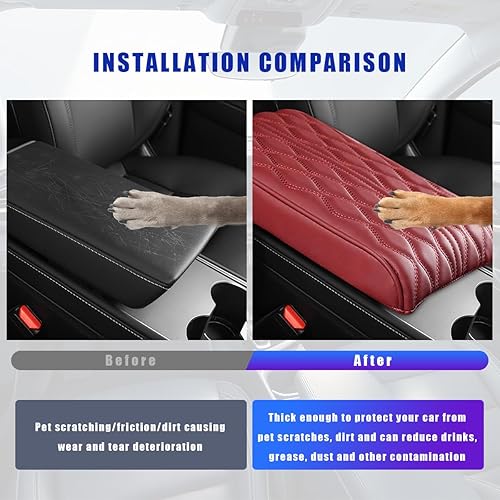 Miniatura 4 de Ziciner Funda para consola central de automóvil, almohadilla de protección de cojín de espuma viscoelástica de cuero, almohada impermeable para