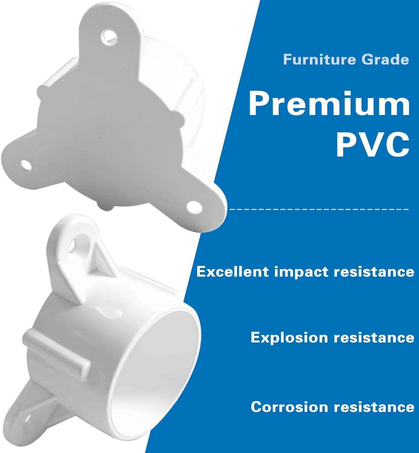 2" PVC Table Leg Cap Fittings, Furniture Grade Rod Holder Projects Flange for Schedule 40 Pipe, Support Feet for Building Furniture Greenhouse Shed Table, No Screws (Pack of 4)