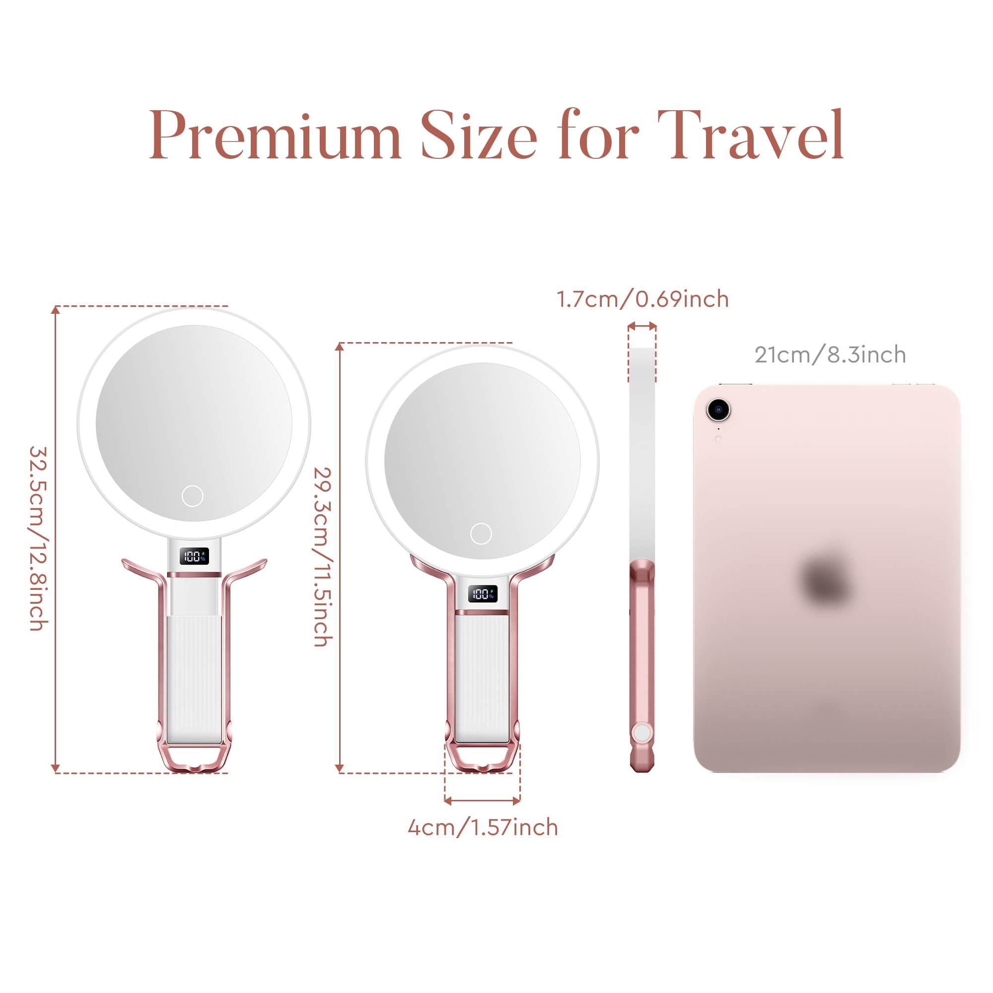 Travel Makeup Mirror with Lights - Adjustable & Portable -10