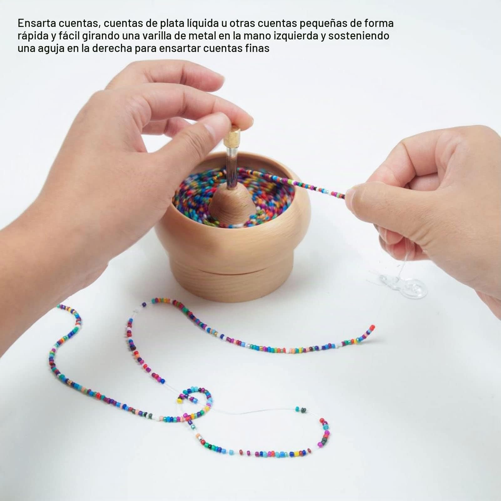 Spinner de Cuentas DIY Shop LC - Kit de Pulsera con Cuenco Giratorio, Cargador de Cuentas de Velocidad Controlable y Aguja de Ojo Grande para Manualidades de Encordado