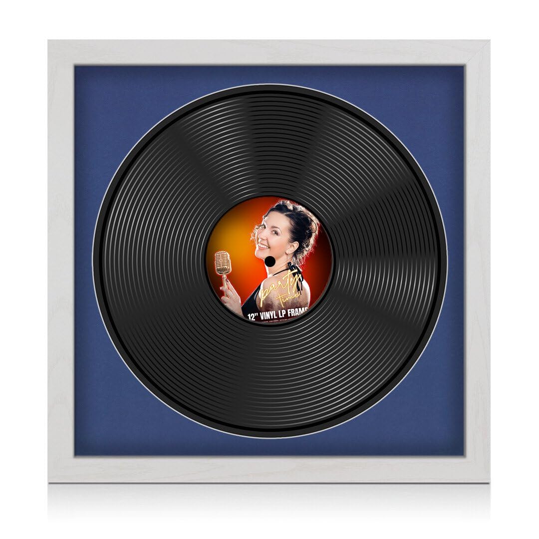 Procut Global 16x16" White Ash Vinyl Record Frame for 12 Inch LP Disc- Round Display Photo Frame for Vinyl CD Records - Engineered Wood, Shatterproof Perspex Front - Music Lover Gift & Home Décor