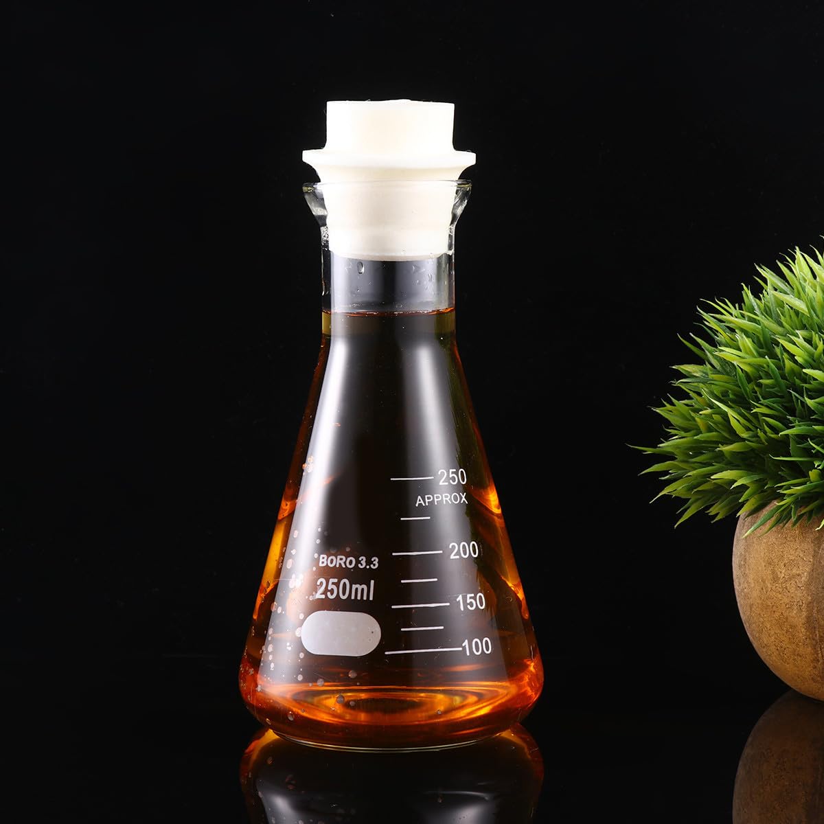 POPETPOP 1 Pc Juego De Matraces De Erlenmeyer Matraz De Medir Matraz De Vidrio Para Estudiantes Matraz De Vidrio Para Laboratorio Tapa De Hidrofrasco De Boca Ancha Dosis De Triángulo