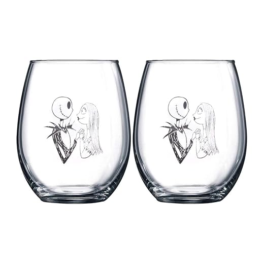 DisneyWorld Co Nightmare Before Christmas Collectible Wine Glass Set (Jack & Sally)