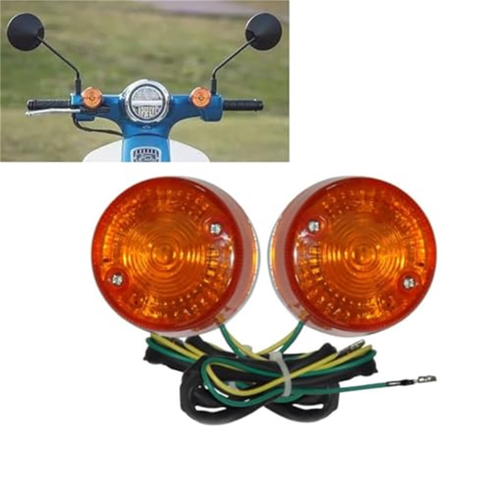 Przednie tylne kierunkowskazy Przednia tylna lampa kierownicza Lampka kierunkowskazów motocykla, dla C50 CUB50 Kierunkowskaz z przodu i tyłu motocykla(BLACK Rear pair)