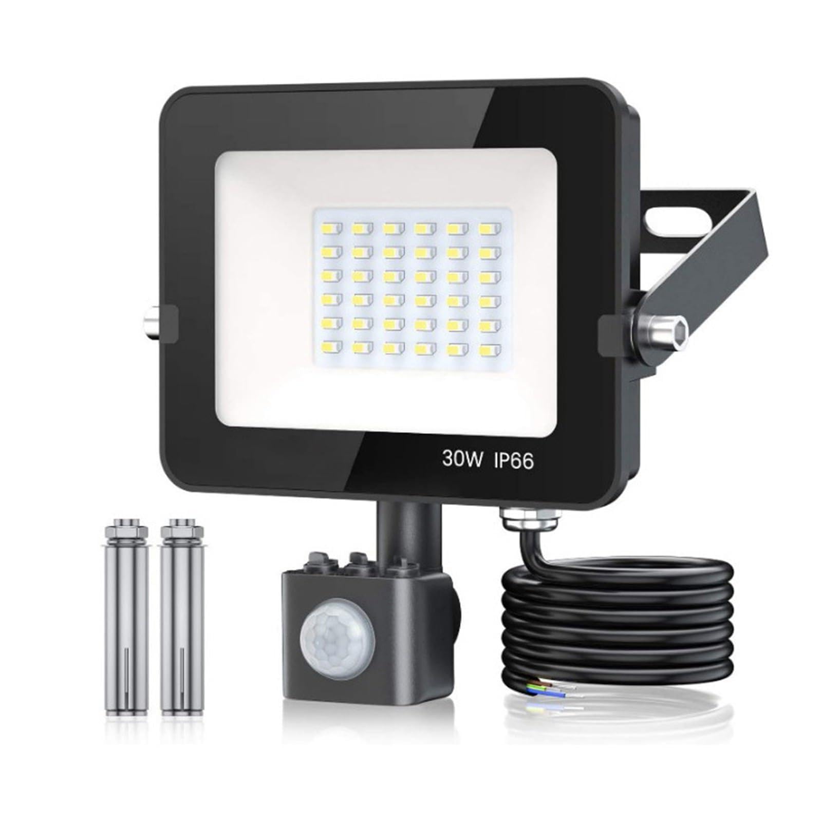 Faretto LED da Esterno 2700lm 4500lm Faretti LED con Sensore di Movimento, 30 50W Faro LED Esterno con Sensore Ip65 Impermeabile Illuminazione A Parete (30W)