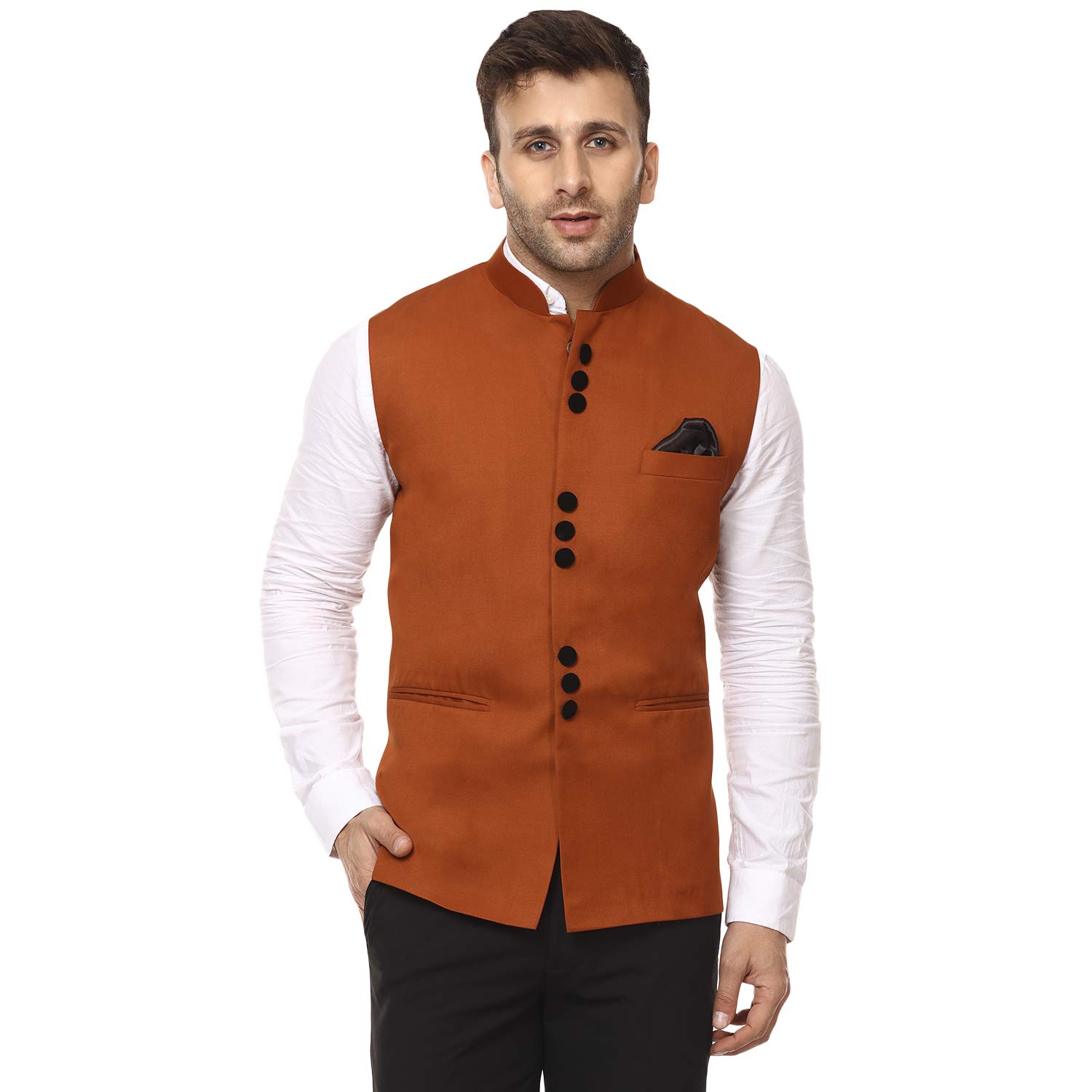veera paridhaan Plain Chinese Collar Sleeveless Cotton Poly Nehru Jacket-picture-53
