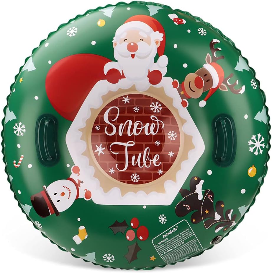 Inflatable Snow Tube Heavy Duty Snow Sled with Handles,Thickening Material of 0.6mm for Kids and Adults