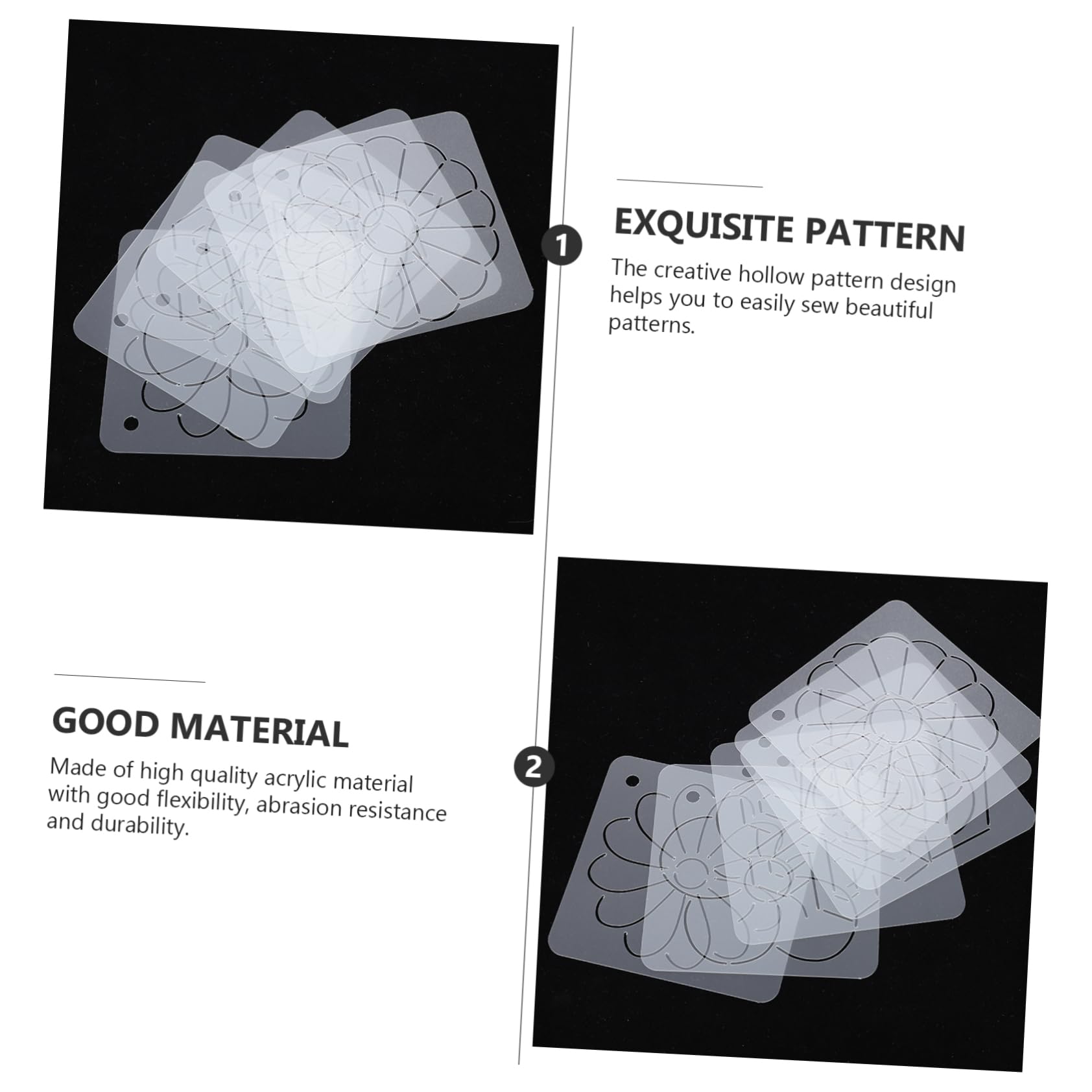 NUOBESTY 12piezas Plantillas De Acolchado De Acrílico Para Costura y Bordado Para Manualidades Herramientas De Patchwork y Sashiko Para Aficionados y Profesionales