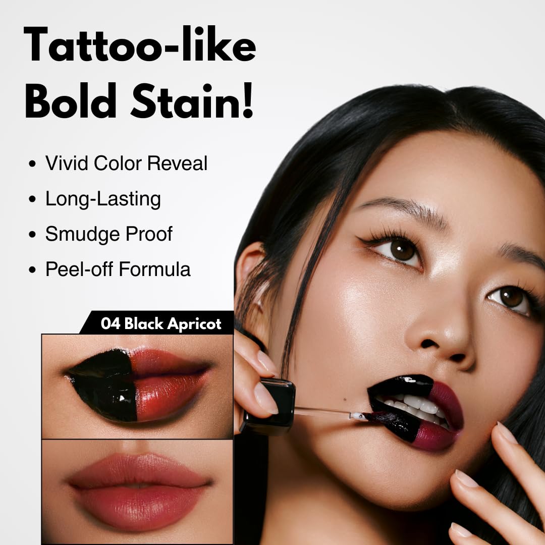 MILKTOUCH Black Peel Off Lip Tattoo - Long-Lasting Matte Lip, Waterproof & Transfer-Proof, Highly Pigmented, Stay-On-All-Day Lip Tint Stain (4.5g) #04 Black Apricot - Image 2