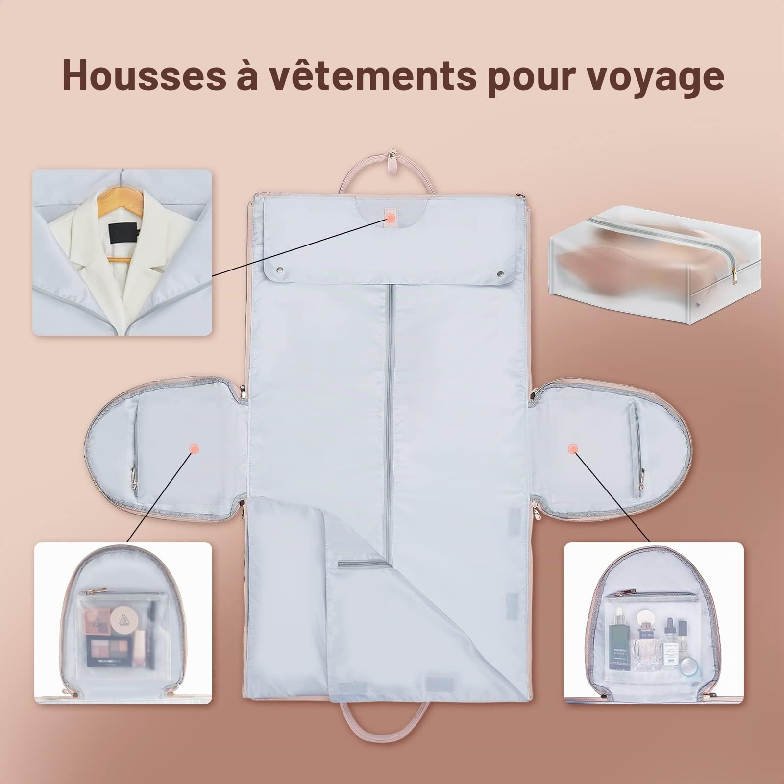 Housse à vêtements de Voyage pour Femme, Rose, Carry-on 20-inch, Mignon