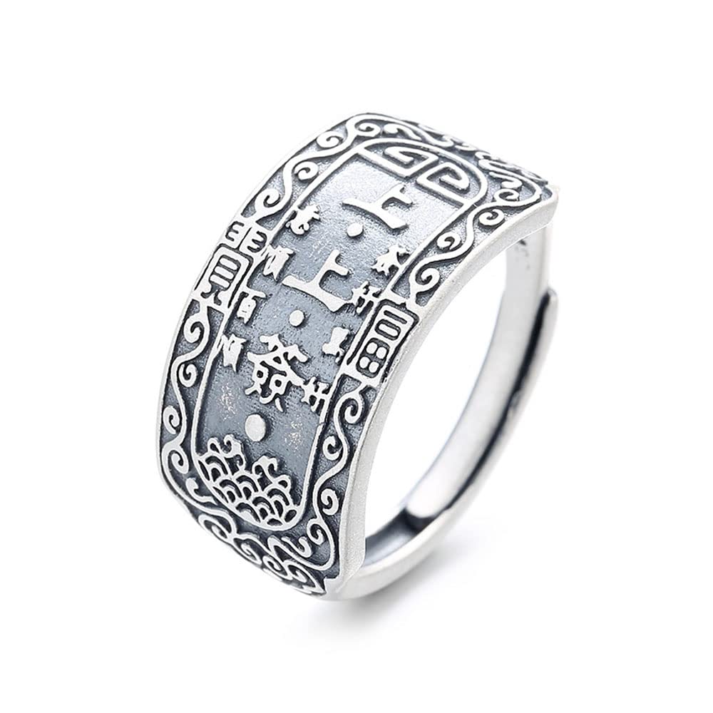 Anello In Argento 999 Con Motivo Nuvole Portafortuna – Modello Cinese Feng Shui, Regolabile, Lucidato A Mano, Per Donna E Uomo