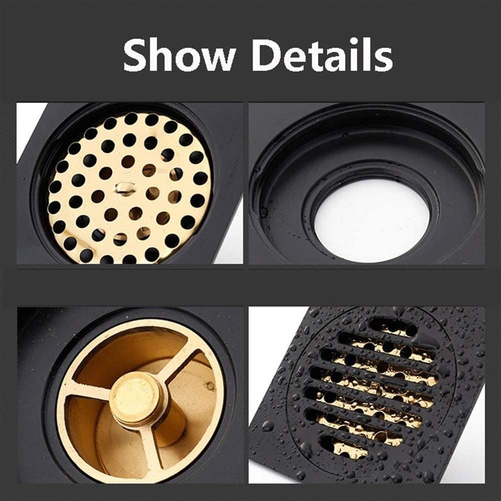 Bonde De Douche en Laiton Noir De 10 Cm avec Filtre à Cheveux Et Couvercle Amovible - Idéale pour La Salle De Bain, La Cuisine, Le Garage Et Le sous-Sol - Design Durable Et élégant B