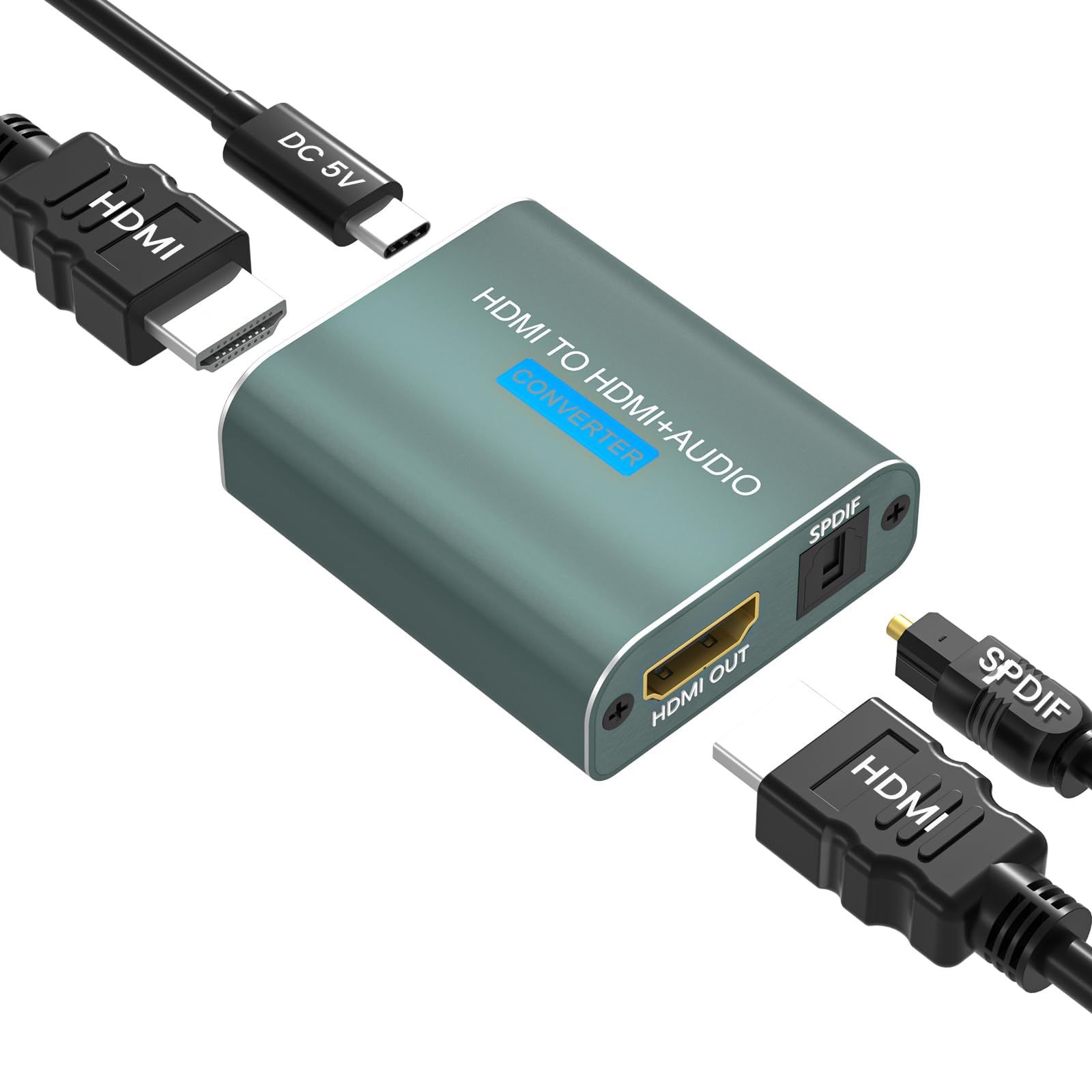 HDMI Audio Extractor 4K HDMI to Optical Audio Adapter Converter Video Splitter Supports HDCP DTS 5.1 PCM Compatible for PS4 Fire Stick Blu Ray Player(Not Support ARC)